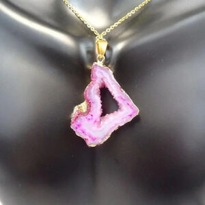 Purple Geode Necklace With Golden Accents